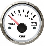 Voltmetr 8-16V KUS - bílý- průměr 55mm