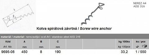 Kotva spirálová závrtná