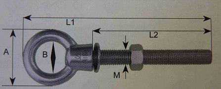 Oko lyžařské M10 délka 100mm nerezové